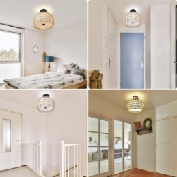 Papirreb Stof Flush Mount 32cm rund lampeskærm 3 lys