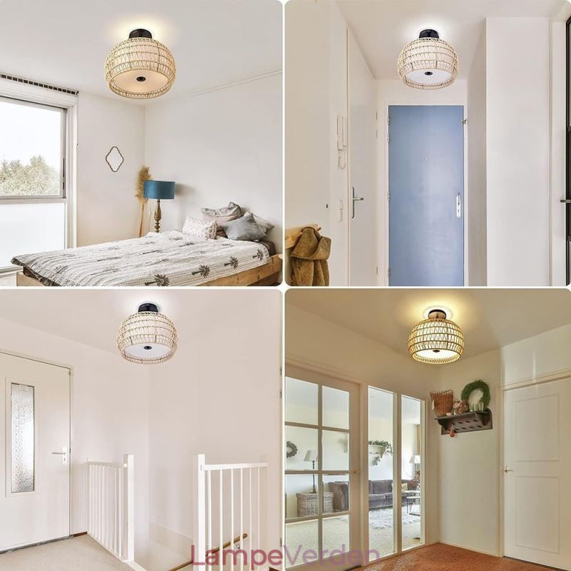 Papirreb Stof Flush Mount 32cm rund lampeskærm 3 lys