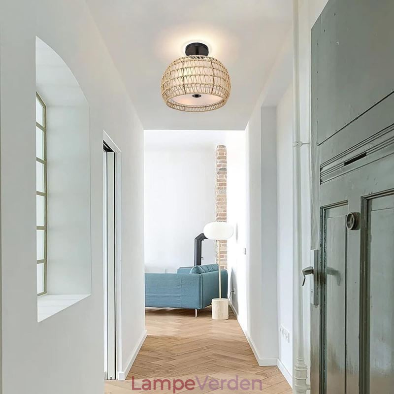 Papirreb Stof Flush Mount 32cm rund lampeskærm 3 lys