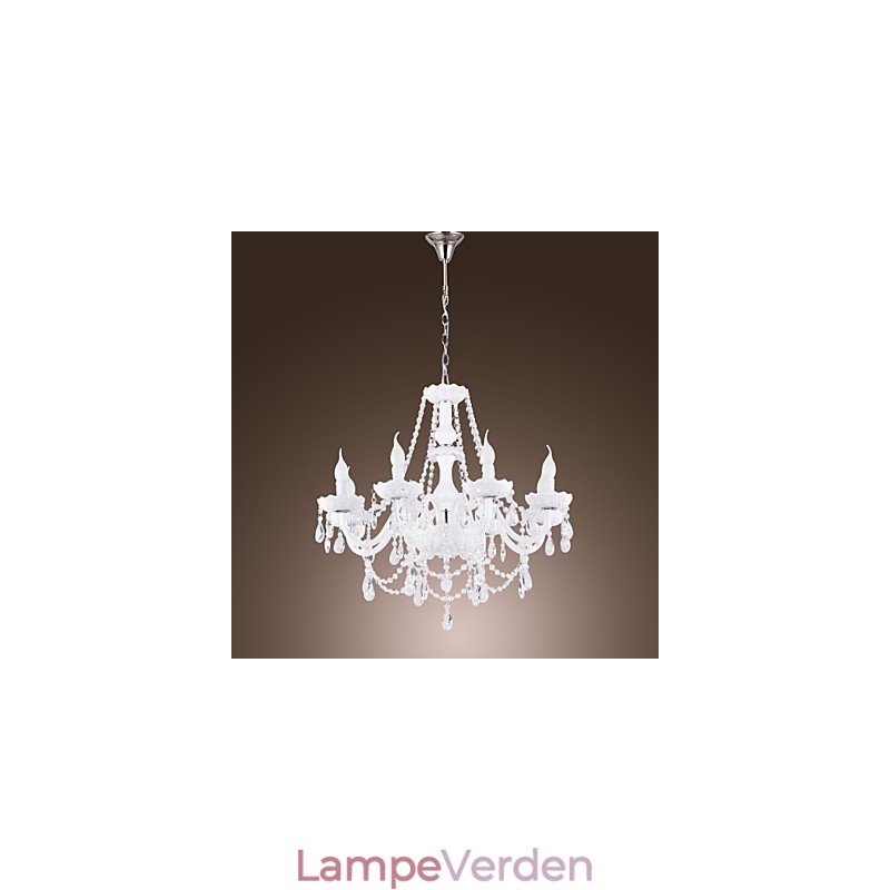 Lysekrone Hvid Krystal Modern Living 8 Lys