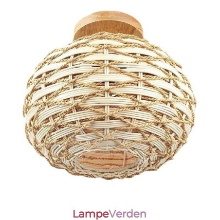 Træfarvet græskar Flush Mount Paper Rope Rattan Woven Lampeskærm Træfarvet græskar Flush Mount Paper Rope Rattan Woven Lampeskærm