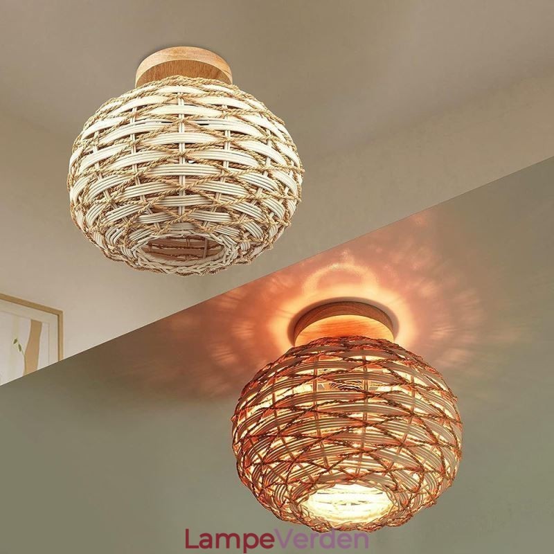Træfarvet græskar Flush Mount Paper Rope Rattan Woven Lampeskærm