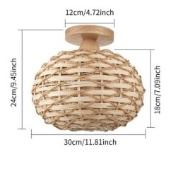 Træfarvet græskar Flush Mount Paper Rope Rattan Woven Lampeskærm