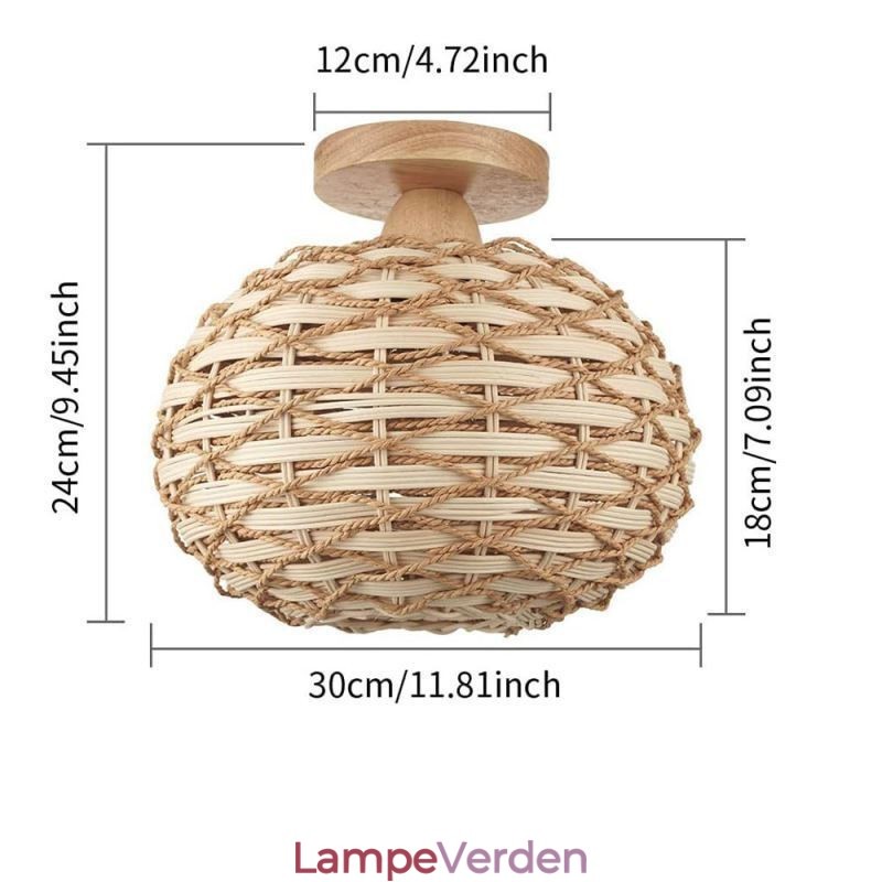 Træfarvet græskar Flush Mount Paper Rope Rattan Woven Lampeskærm