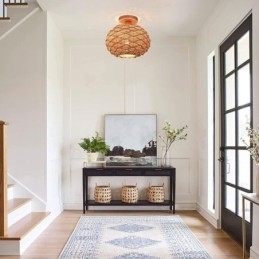 Træfarvet græskar Flush Mount Paper Rope Rattan Woven Lampeskærm