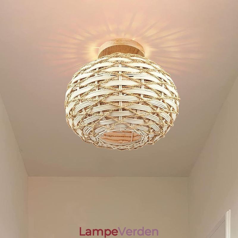 Træfarvet græskar Flush Mount Paper Rope Rattan Woven Lampeskærm