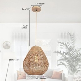 Nordic Retro Loftslys Naturpapir Reb Håndvævet Lampeskærm
