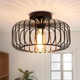 Simple Flush Mount Iron Bird Cage Loftslampe