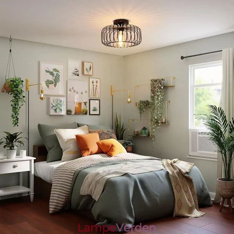 Simple Flush Mount Iron Bird Cage Loftslampe
