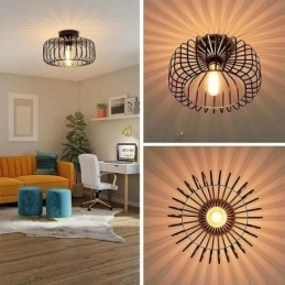Simple Flush Mount Iron Bird Cage Loftslampe
