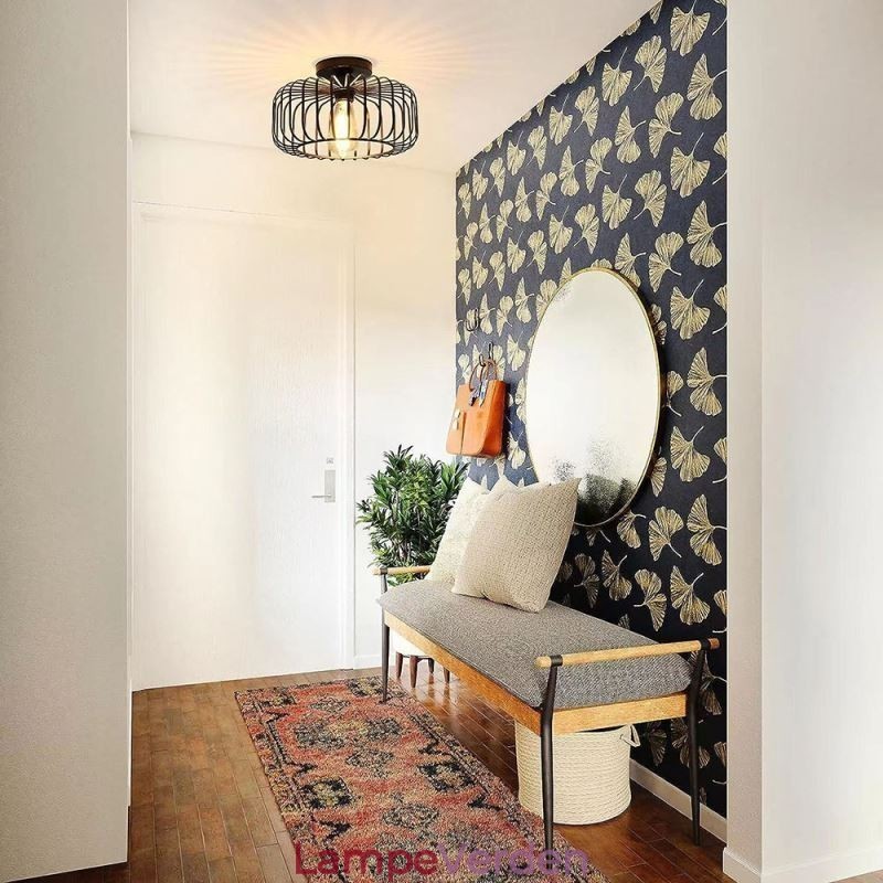 Simple Flush Mount Iron Bird Cage Loftslampe