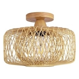 Retro dobbeltlags loftslampe Håndvævet bambus lampeskærm Loftslampe