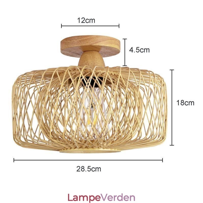 Retro dobbeltlags loftslampe Håndvævet bambus lampeskærm Loftslampe