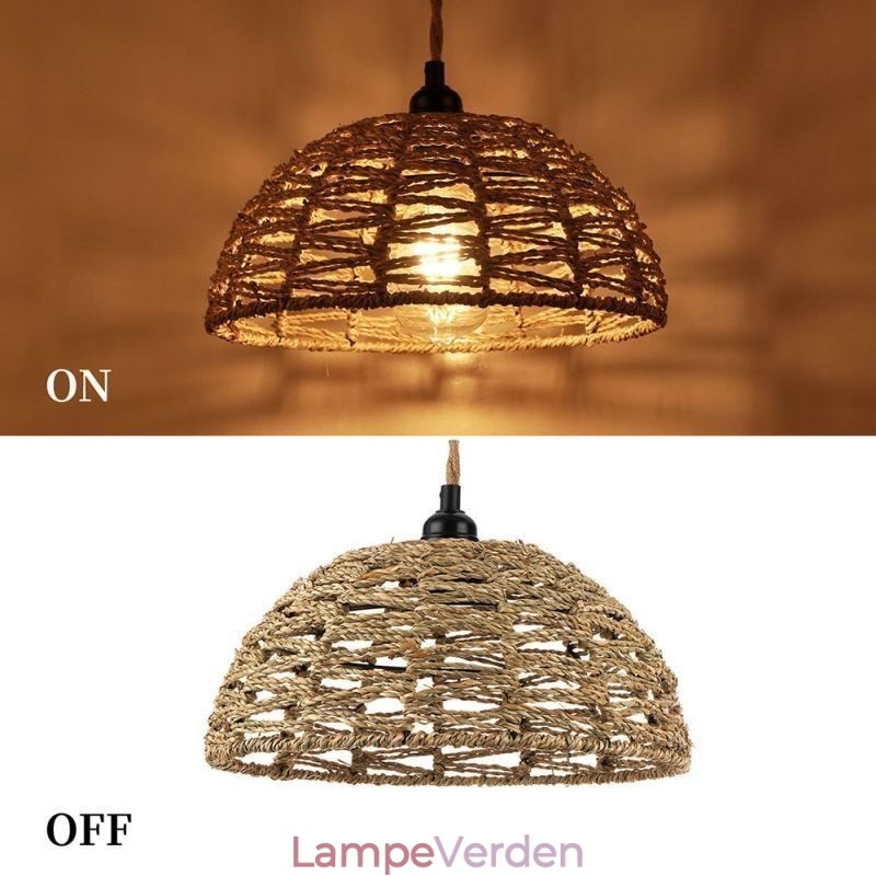 Country Retro Pendel Håndvævet Papir Reb Lampeskærm 30cm