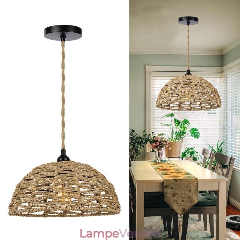 Country Retro Pendel Håndvævet Papir Reb Lampeskærm 30cm