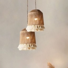 Rustik vedhængslampe Bohemian Style Hemp Rope Tassel Loftslampe
