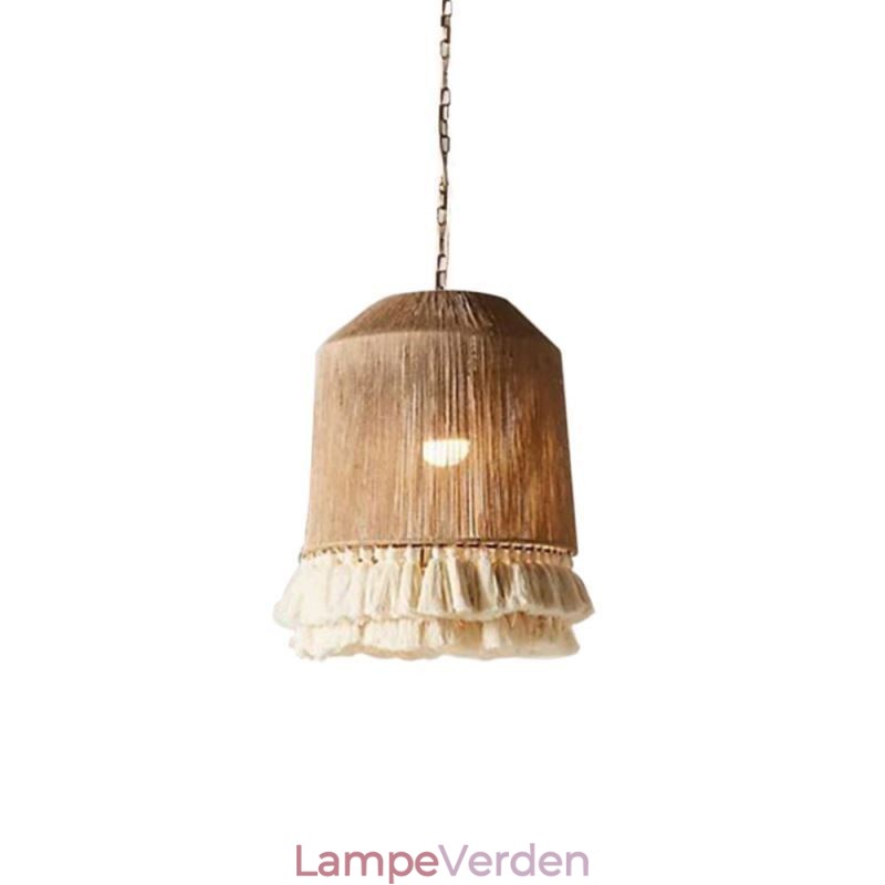 Rustik vedhængslampe Bohemian Style Hemp Rope Tassel Loftslampe