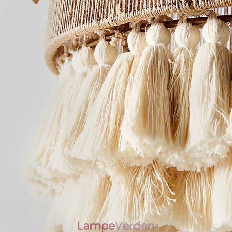 Rustik vedhængslampe Bohemian Style Hemp Rope Tassel Loftslampe