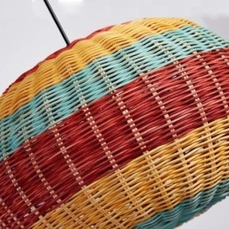 Bambus og rattan pendel Farverig stribet interval håndvævet lampeskærm Loftslampe
