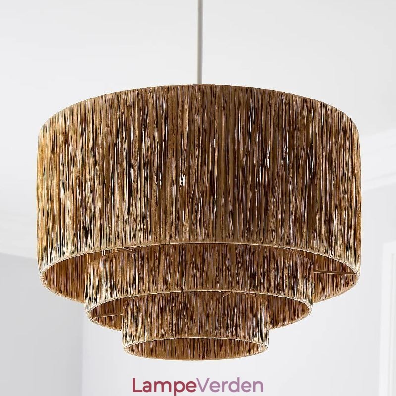 Country Retro Pendel Multi Layered Paper Rope Lampeskærm Loftslampe