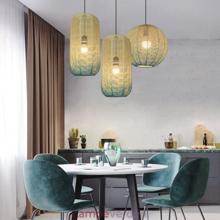 Papir Rope Pendel Light Country Retro Gradient Blå Loftslampe Papir Rope Pendel Light Country Retro Gradient Blå Loftslampe