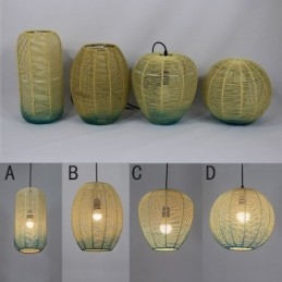 Papir Rope Pendel Light Country Retro Gradient Blå Loftslampe