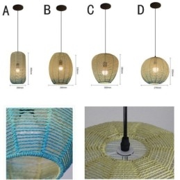 Papir Rope Pendel Light Country Retro Gradient Blå Loftslampe