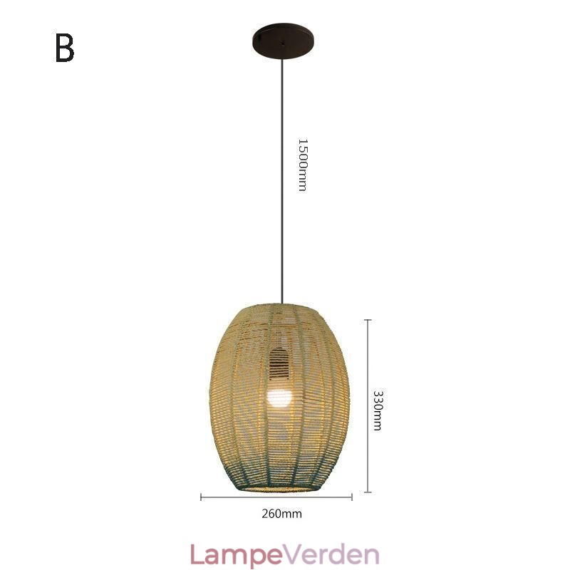 Papir Rope Pendel Light Country Retro Gradient Blå Loftslampe