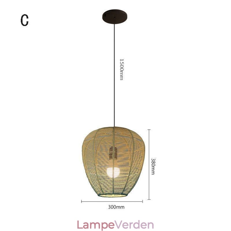 Papir Rope Pendel Light Country Retro Gradient Blå Loftslampe