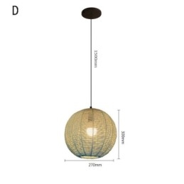 Papir Rope Pendel Light Country Retro Gradient Blå Loftslampe