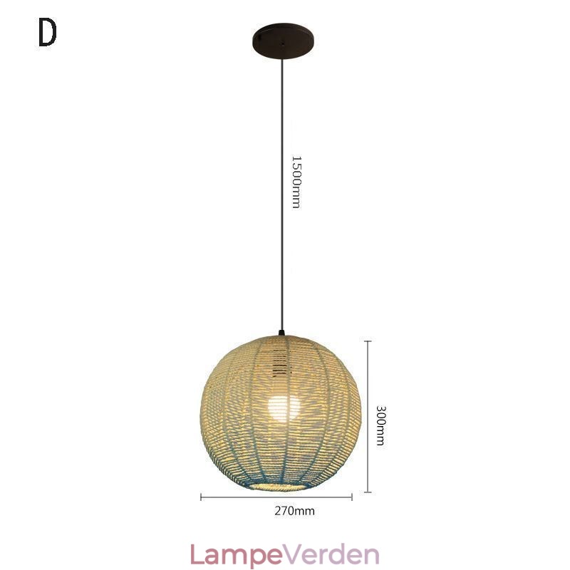 Papir Rope Pendel Light Country Retro Gradient Blå Loftslampe