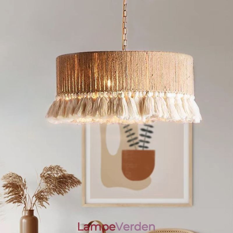 Retro Pendel Bohemian Style Hemp Rope Tassel Loftslys