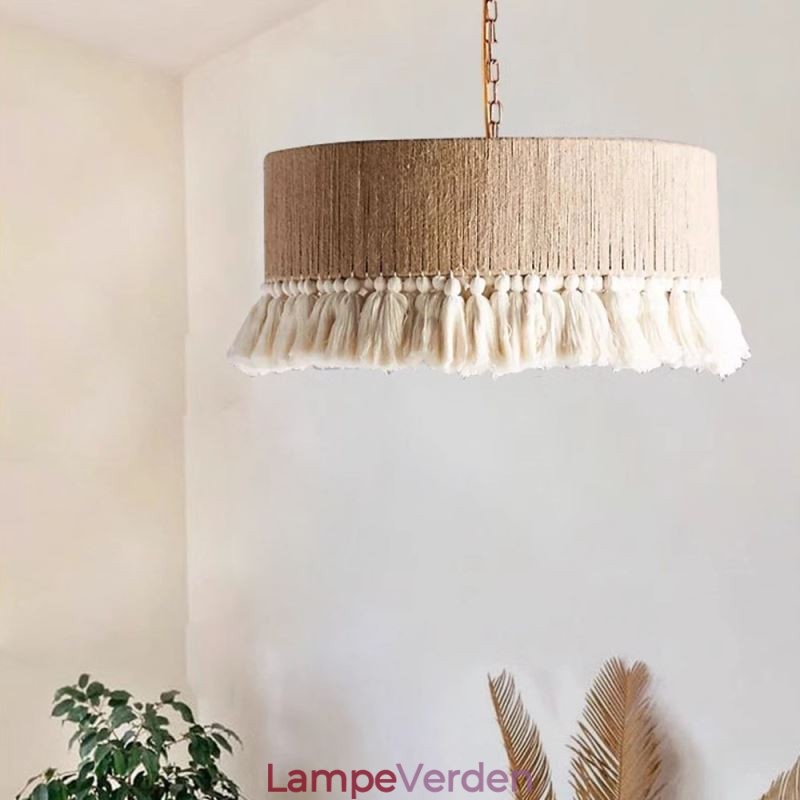 Retro Pendel Bohemian Style Hemp Rope Tassel Loftslys