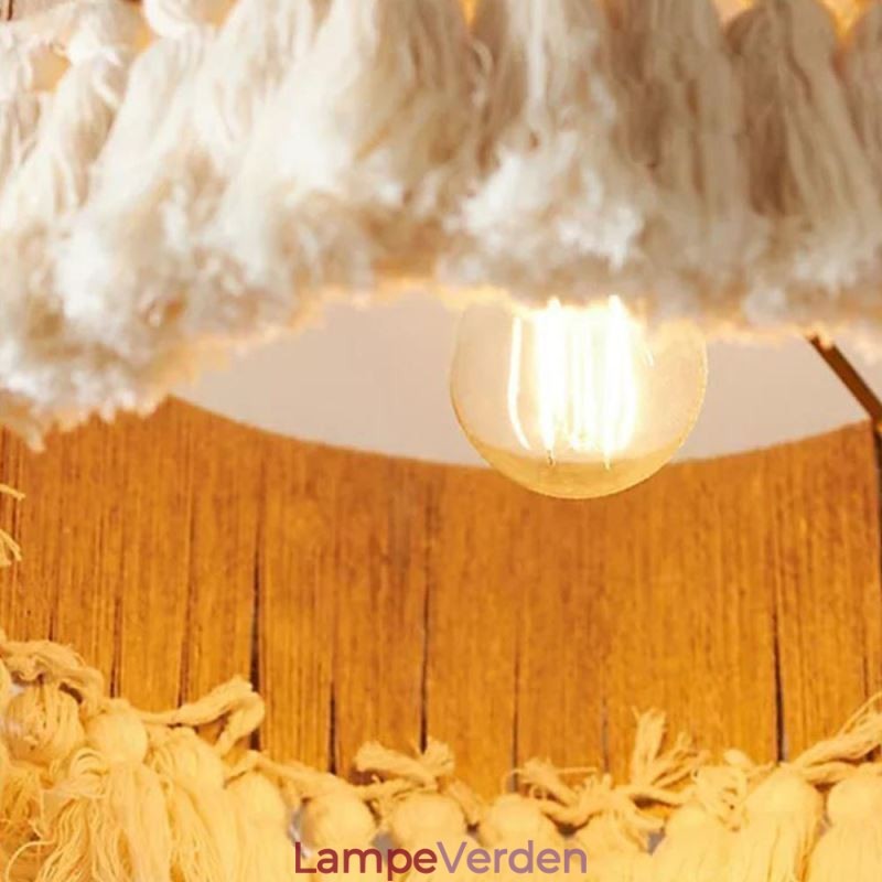 Retro Pendel Bohemian Style Hemp Rope Tassel Loftslys