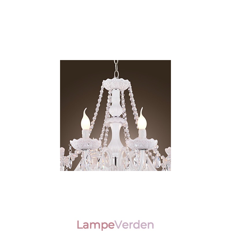 Lysekrone Hvid Krystal Modern Living 8 Lys