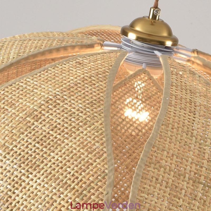 Rattan Lotus Pendel Light Cafe Retro Rattan Art Loftslampe