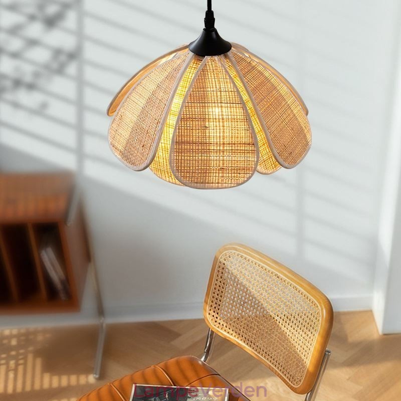 Rattan Pendel Retro Rattan Loftslampe