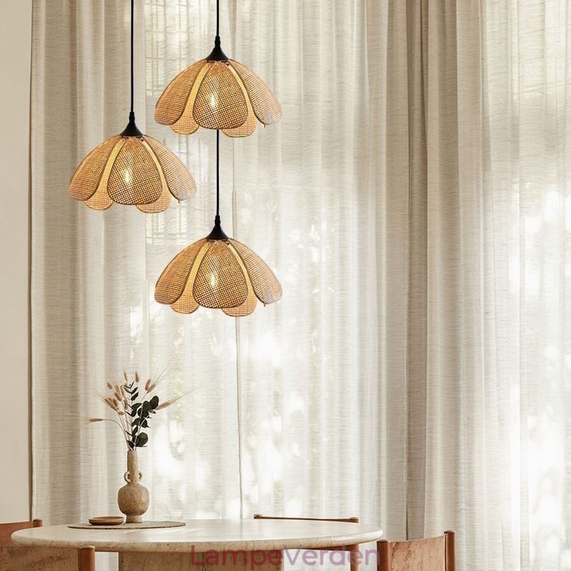 Rattan Pendel Retro Rattan Loftslampe