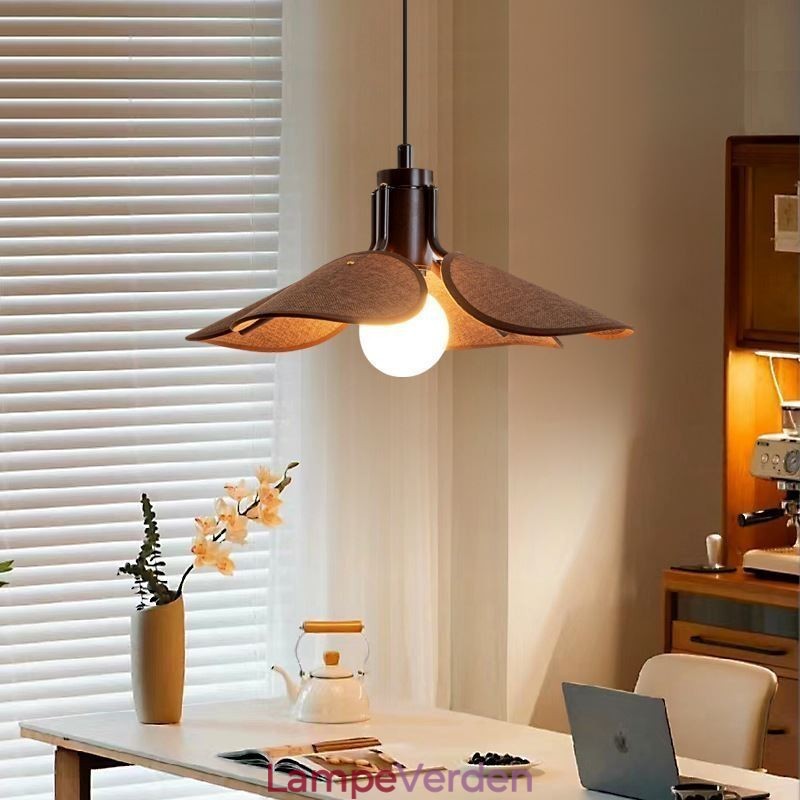 Nordic Pendel Wabi Sabi Style Stof Lampeskærm Dekorativ Loftslampe