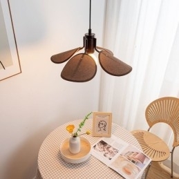 Nordic Pendel Wabi Sabi Style Stof Lampeskærm Dekorativ Loftslampe