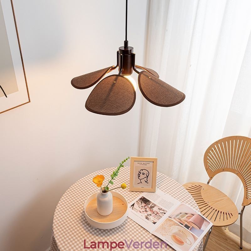 Nordic Pendel Wabi Sabi Style Stof Lampeskærm Dekorativ Loftslampe