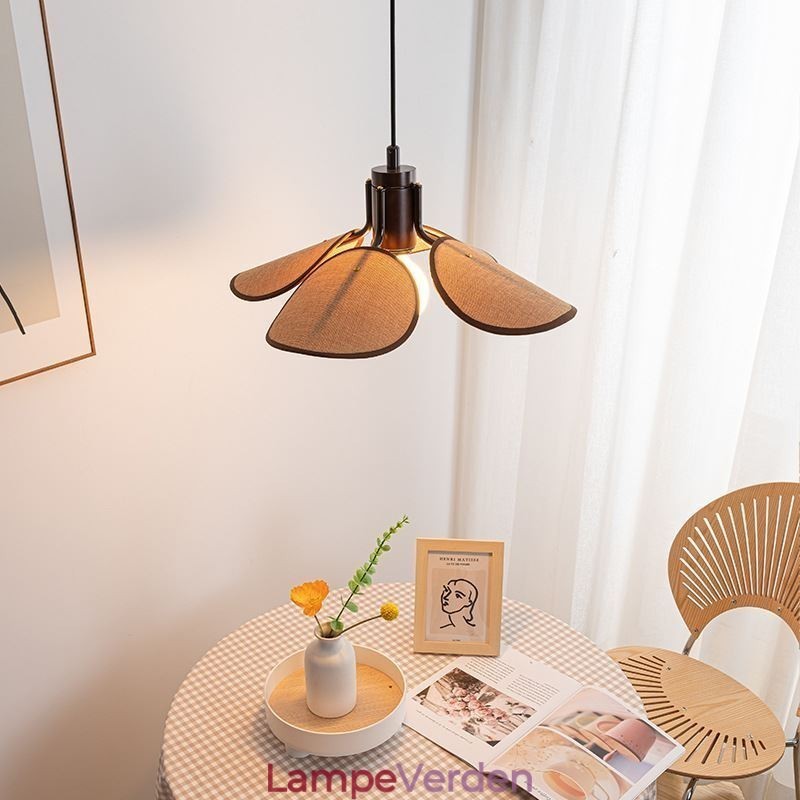 Nordic Pendel Wabi Sabi Style Stof Lampeskærm Dekorativ Loftslampe
