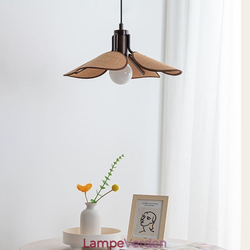 Nordic Pendel Wabi Sabi Style Stof Lampeskærm Dekorativ Loftslampe