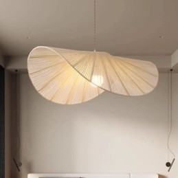 Retro Pendel Creative Wabi Sabi stråhat Hamp Rope Loftslampe