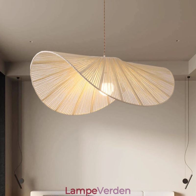 Retro Pendel Creative Wabi Sabi stråhat Hamp Rope Loftslampe