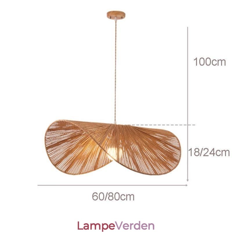 Retro Pendel Creative Wabi Sabi stråhat Hamp Rope Loftslampe