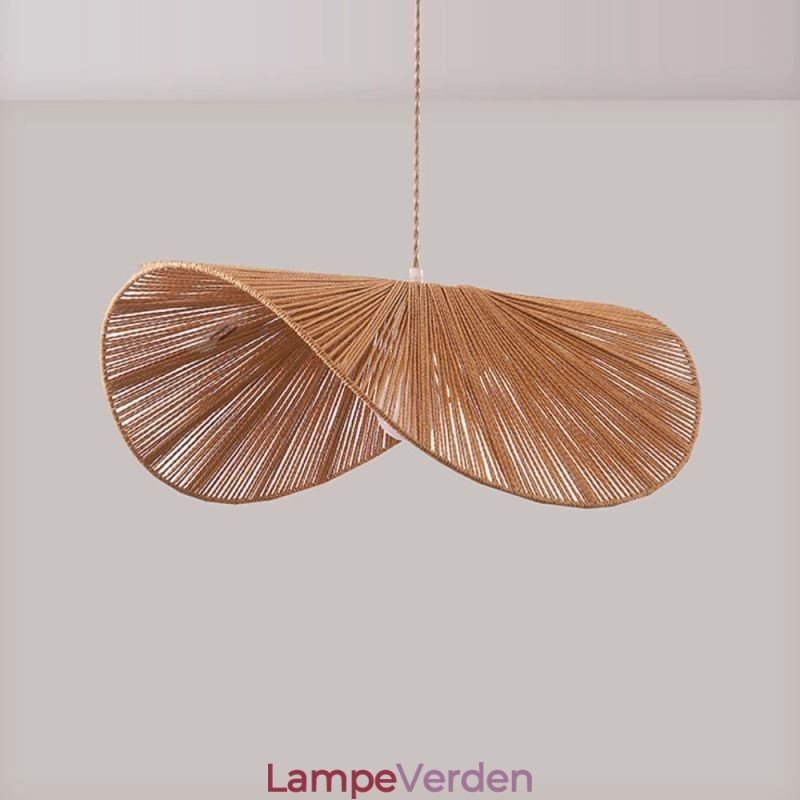 Retro Pendel Creative Wabi Sabi stråhat Hamp Rope Loftslampe