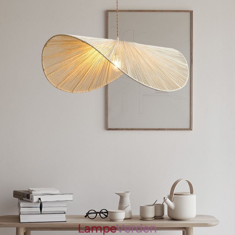 Retro Pendel Creative Wabi Sabi stråhat Hamp Rope Loftslampe