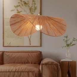 Retro Pendel Creative Wabi Sabi stråhat Hamp Rope Loftslampe