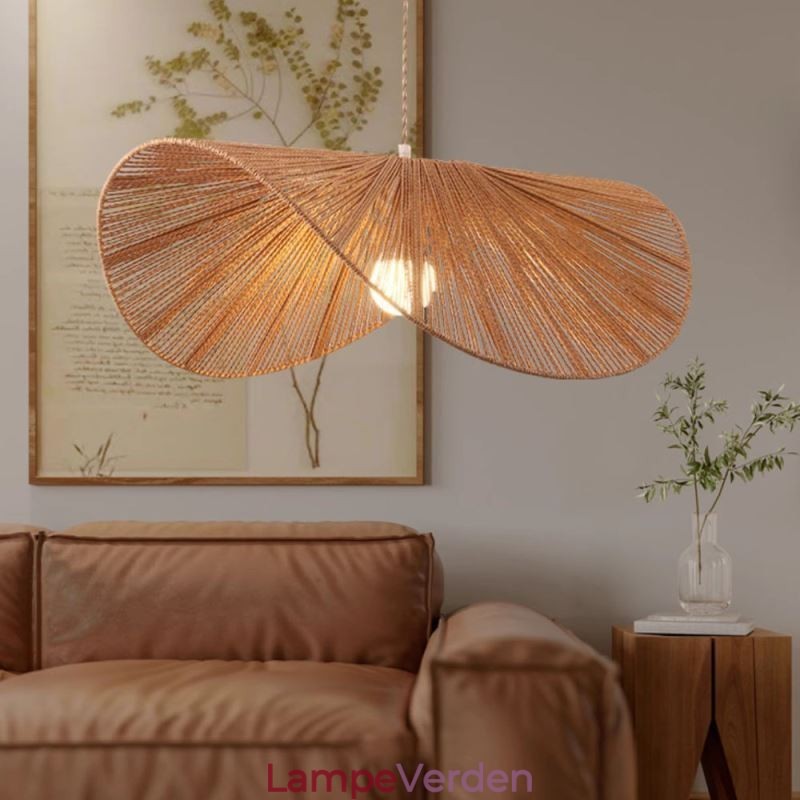 Retro Pendel Creative Wabi Sabi stråhat Hamp Rope Loftslampe